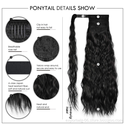 Long Afro Curly Ponytail Synthetic Hairpiece Pony Tail Hair Piece For Women Clip In Hair Extensions Heat Resistant Drawstring